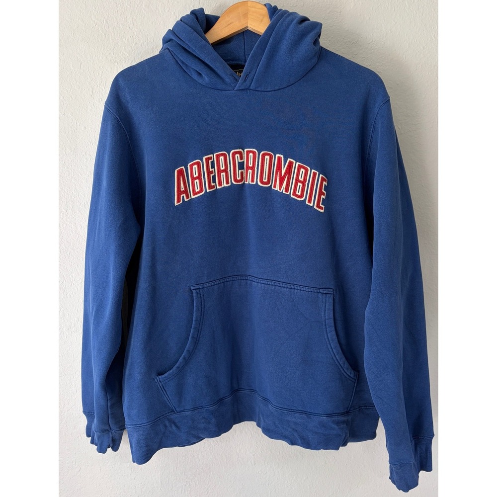 Vintage Y2K Abercrombie & Fitch Heavyweight Spell Out Hoodie L Blue Sweatshirt